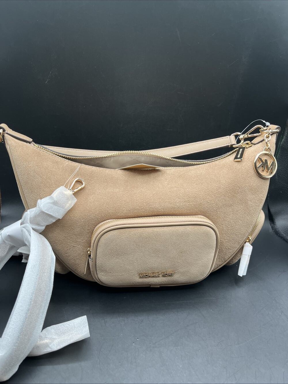 Michael Kors Merritt Women Medium Purse Suede Leather Shoulder Bag Handbag MK
